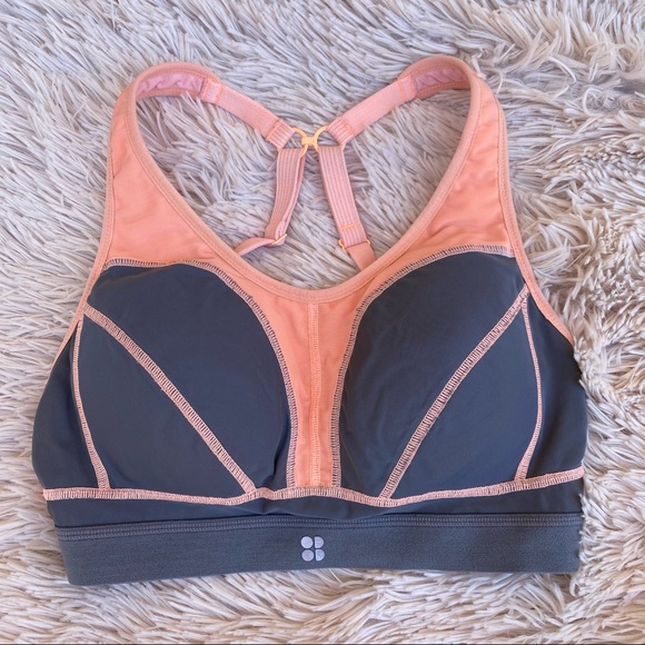 Sweaty Betty Other - Sweaty Betty High Impact Gray Peach Sports Bra 32C